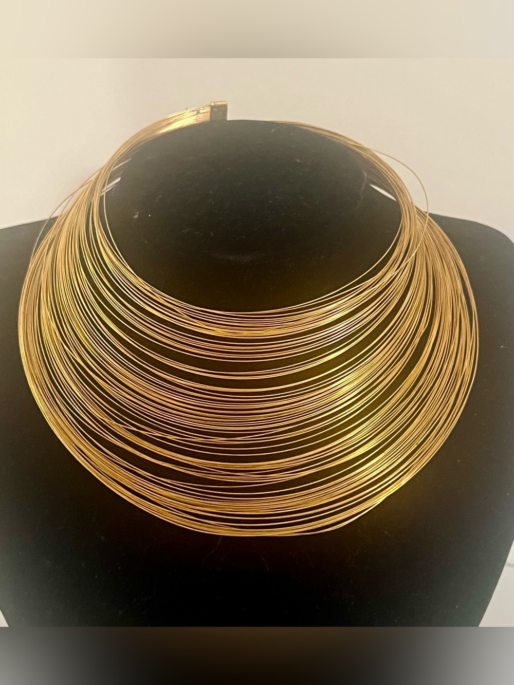 Vtg Elegant Necklace Multi-strand Wire Layered collar Choker Gold Tone Nigerian
